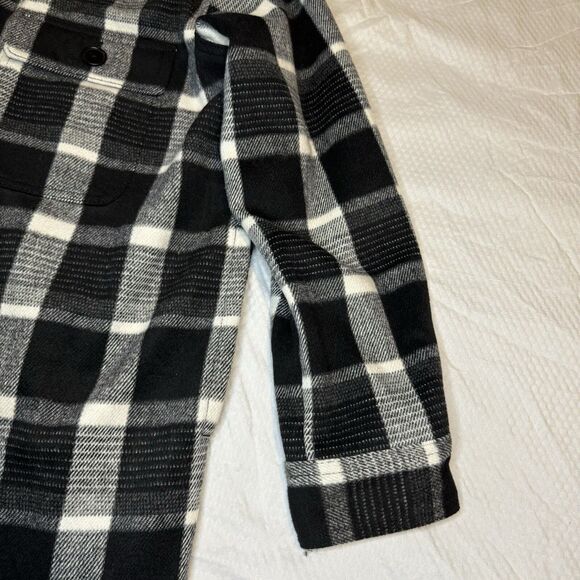 OLD NAVY Black Plaid Soft Brushed Shacket Wool Jacket Pockets Women’s Large L - Picture 13 of 14